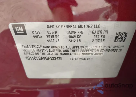 2016 Chevrolet Malibu Limited Lt from USA, damaged, VIN 1G11C5SA9GF122435